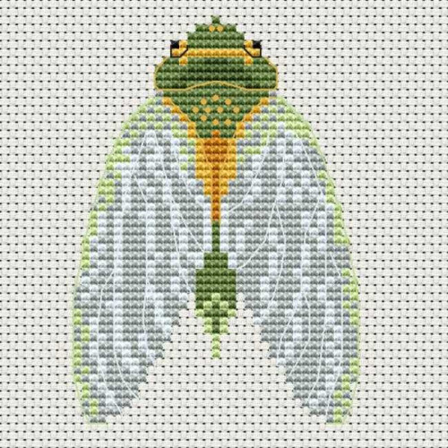 Cicada cross stitch kit by Mamie Designs for Caronie.